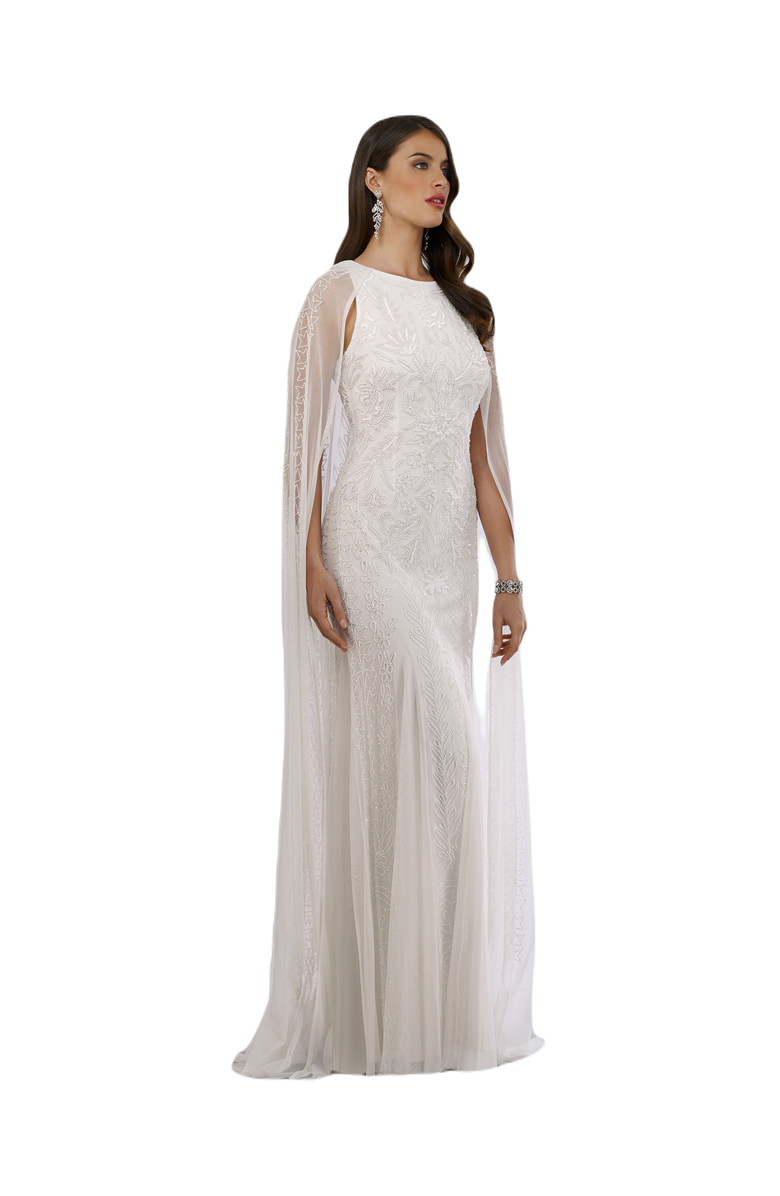 Eve Beaded Cape Sleeve Wedding Dress