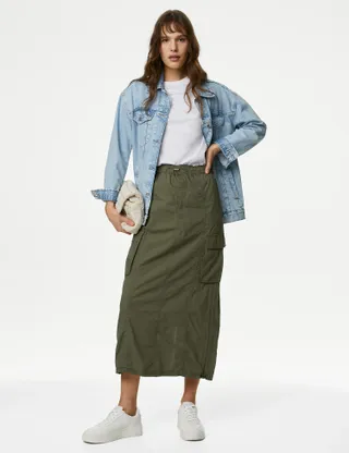 M&S Collection, Pure Cotton Maxi Utility Skirt