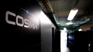 The COSMA logo in a server room