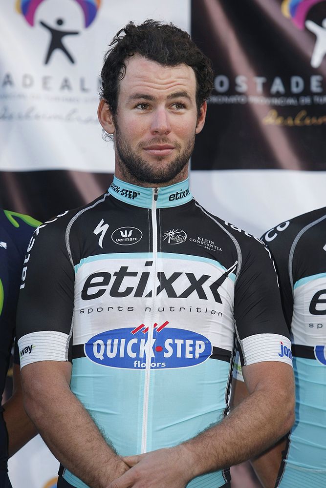 The Clasica Almeria podium: Juan Jose Lobato, Mark Cavendish and Mark Renshaw