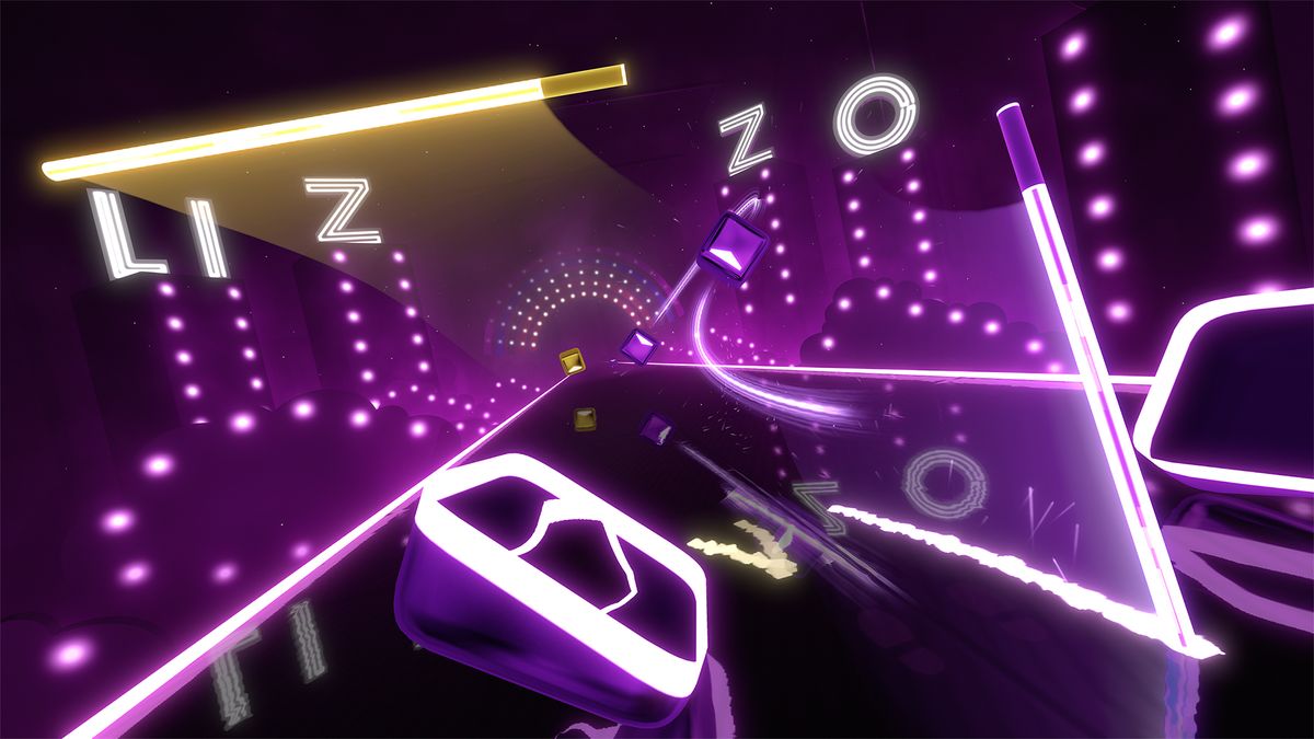Screenshot of a Lizzo song in Beat Saber
