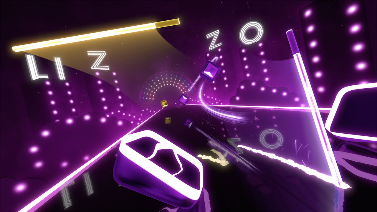 Screenshot of a Lizzo song in Beat Saber