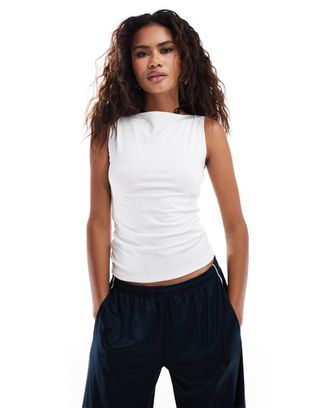 Weekday Annie Boat Neck Tank Top in White