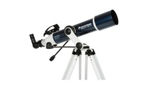 The Celestron Omni XLT 102 with a white background