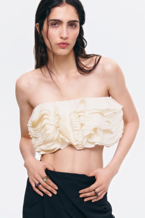Flounced Bandeau Crop Top