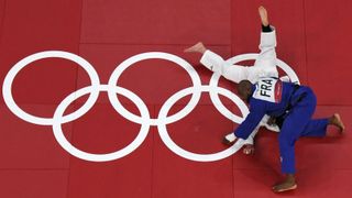 France&#039;s Teddy Riner competing in the 2020 Tokyo Olympic Judo.