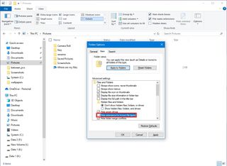 File Explorer Hide extensions for known file types