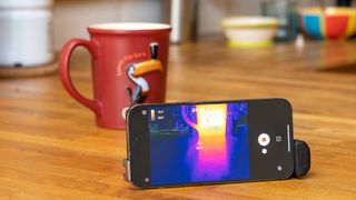FLIR ONE Edge Pro thermal imaging camera being tested