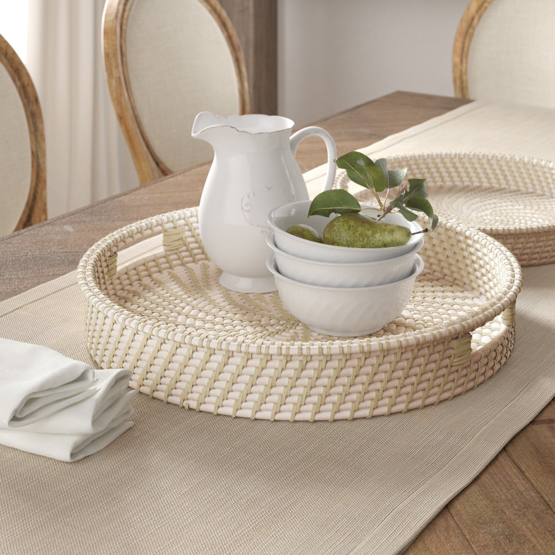 Beachcrest Home Cory Handwoven Bamboo Round 2 Piece Vanity Tray Set &amp; Reviews | Wayfair