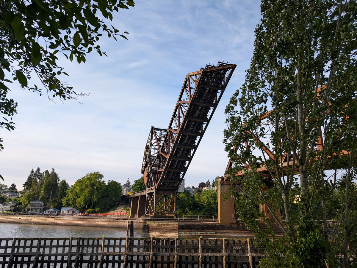 A raised metallic bridge
