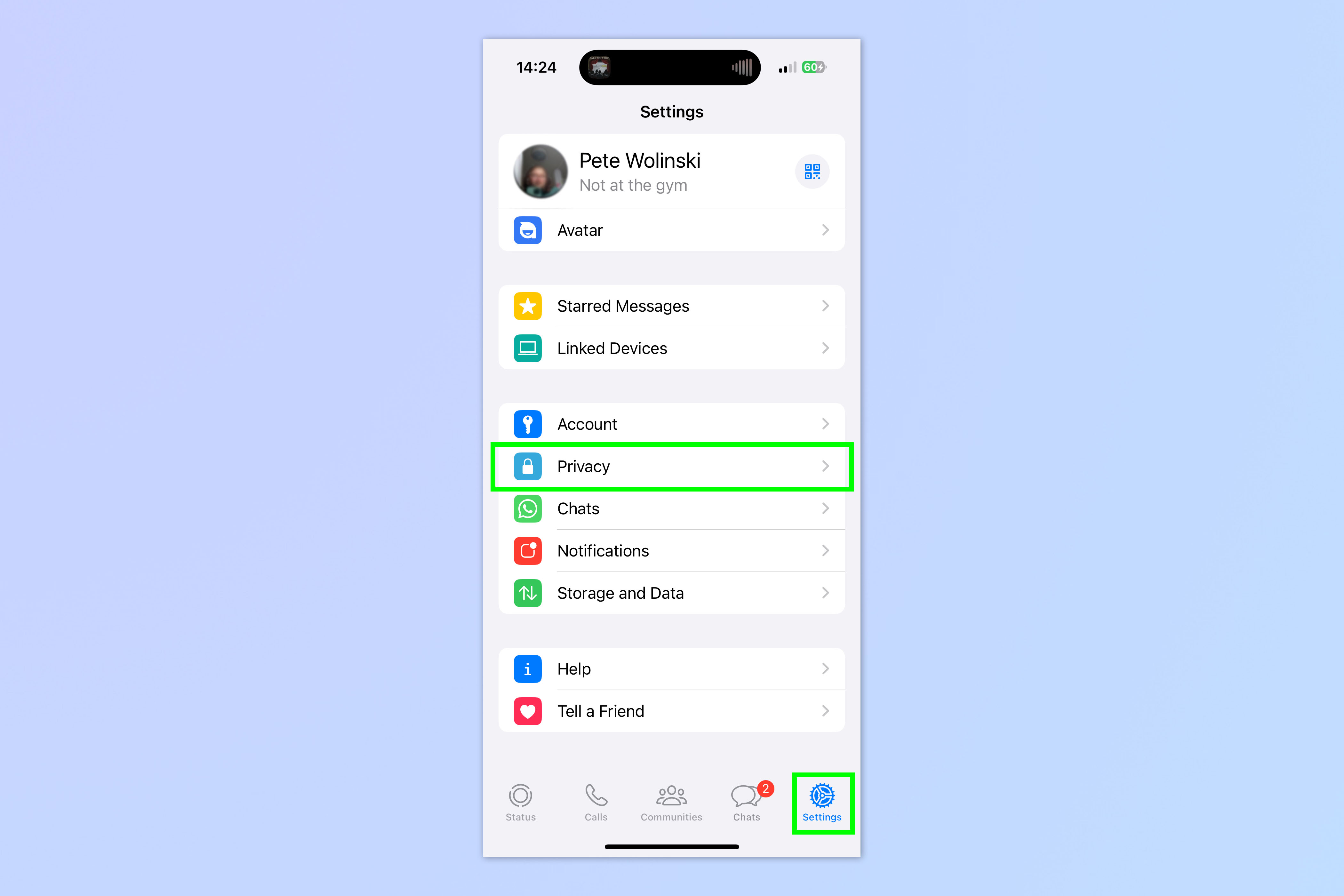 A screenshot showing how to silence unknown callers on WhatsApp