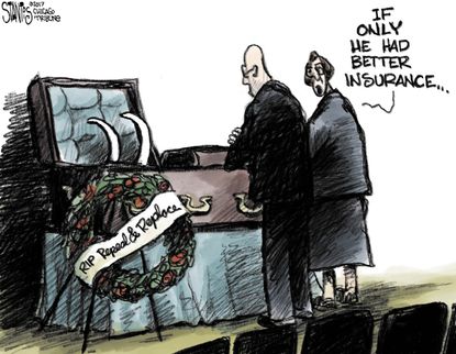 Political cartoon U.S. GOP health care reform repeal replace RIP