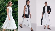 Kate Middleton on July 6, 2022 in Windsor, and two ME+EM models wearing the Effortless Maxi Dress