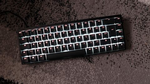 Endgame Gear KB65HE keyboard with RGB lights enabled.