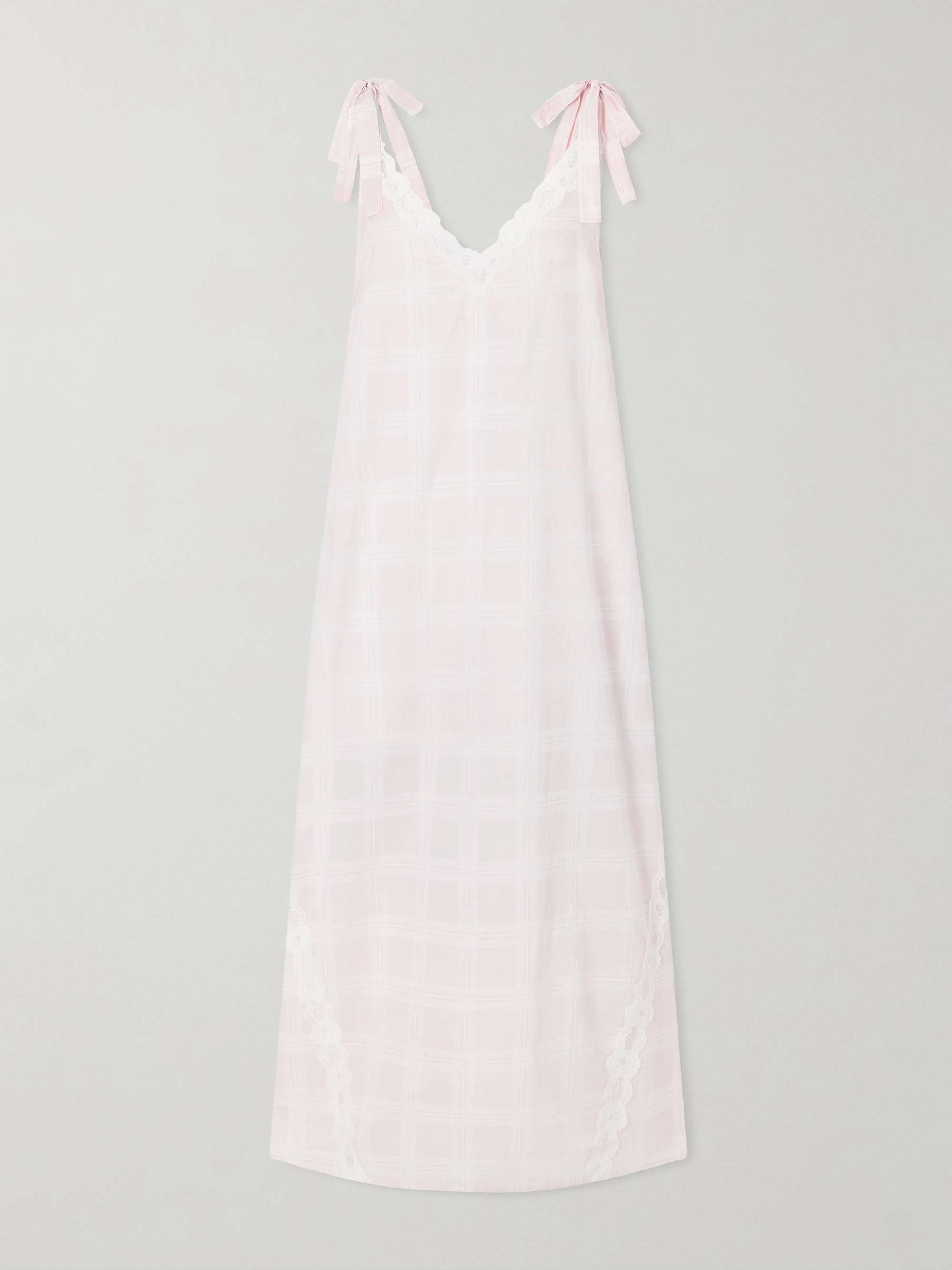 Marylin Gingham Lace-Trimmed Cotton Maxi Dress