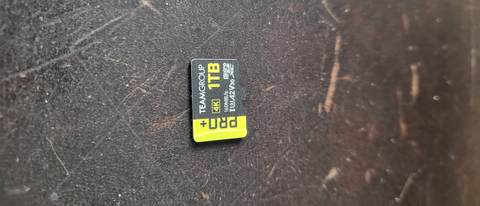 Teamgroup Pro MicroSD card on a counter top