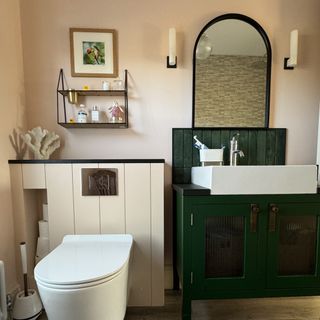 bathroom with wall hung loo and vanity unit