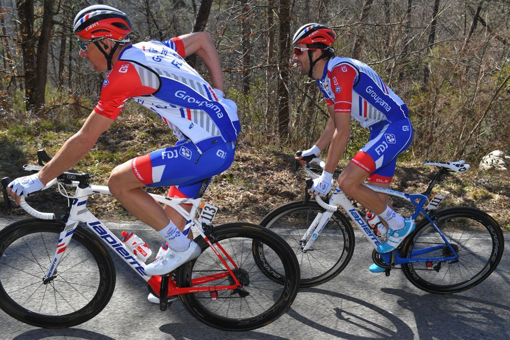 Thibaut Pinot (FDJ) riding second wheel
