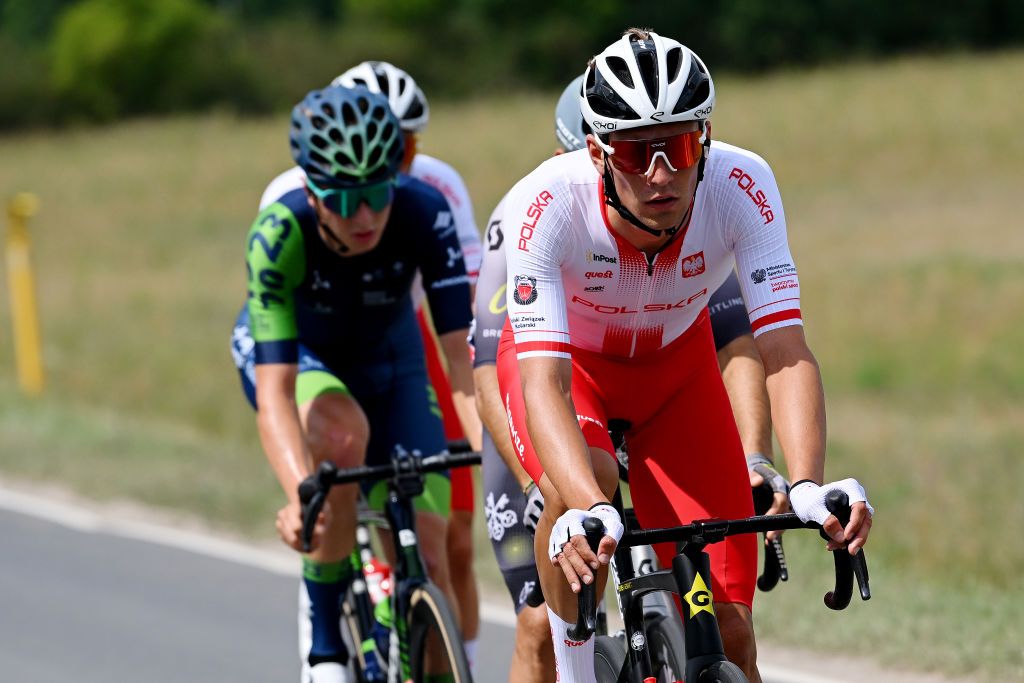Norbert Banaszek (Poland) at the front of the early four-rider breakaway