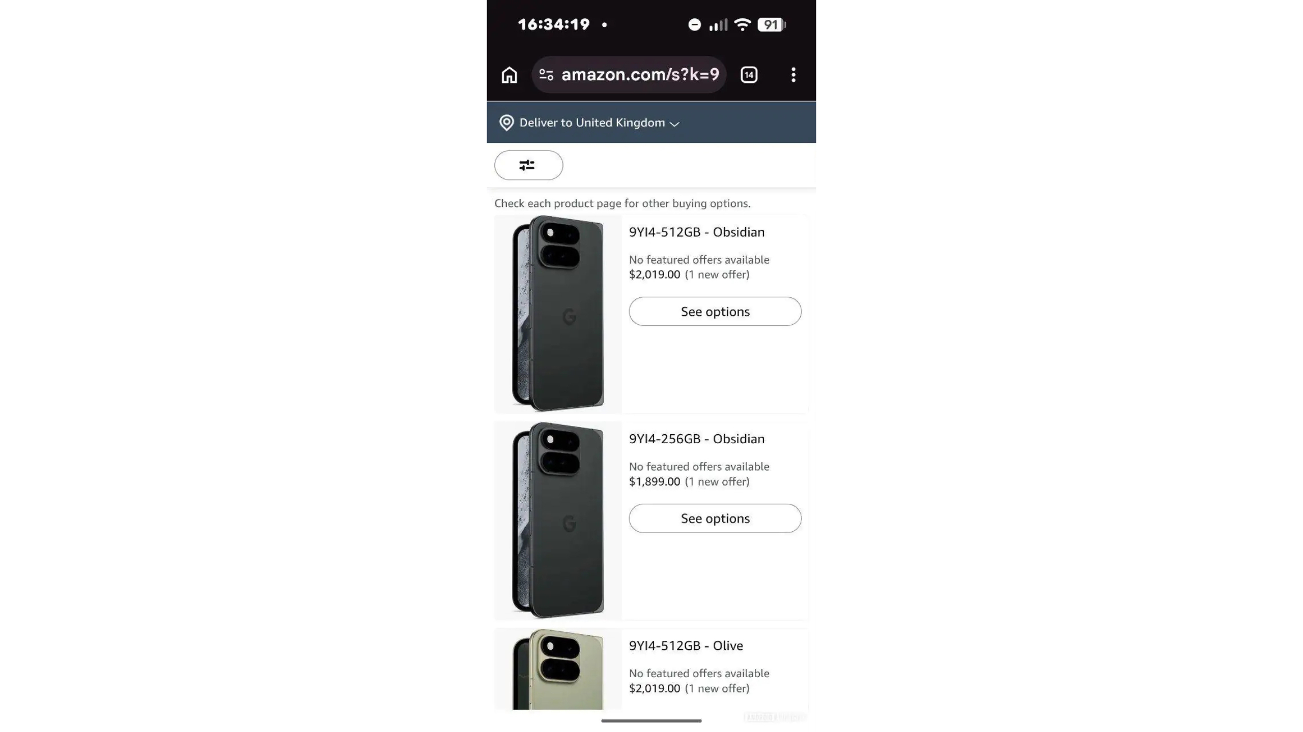 Lead Pixel 11 series specifications, USA price on Amazon listing.
