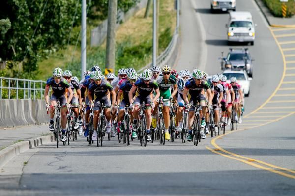 The pack chasing with Team Exergy on the front