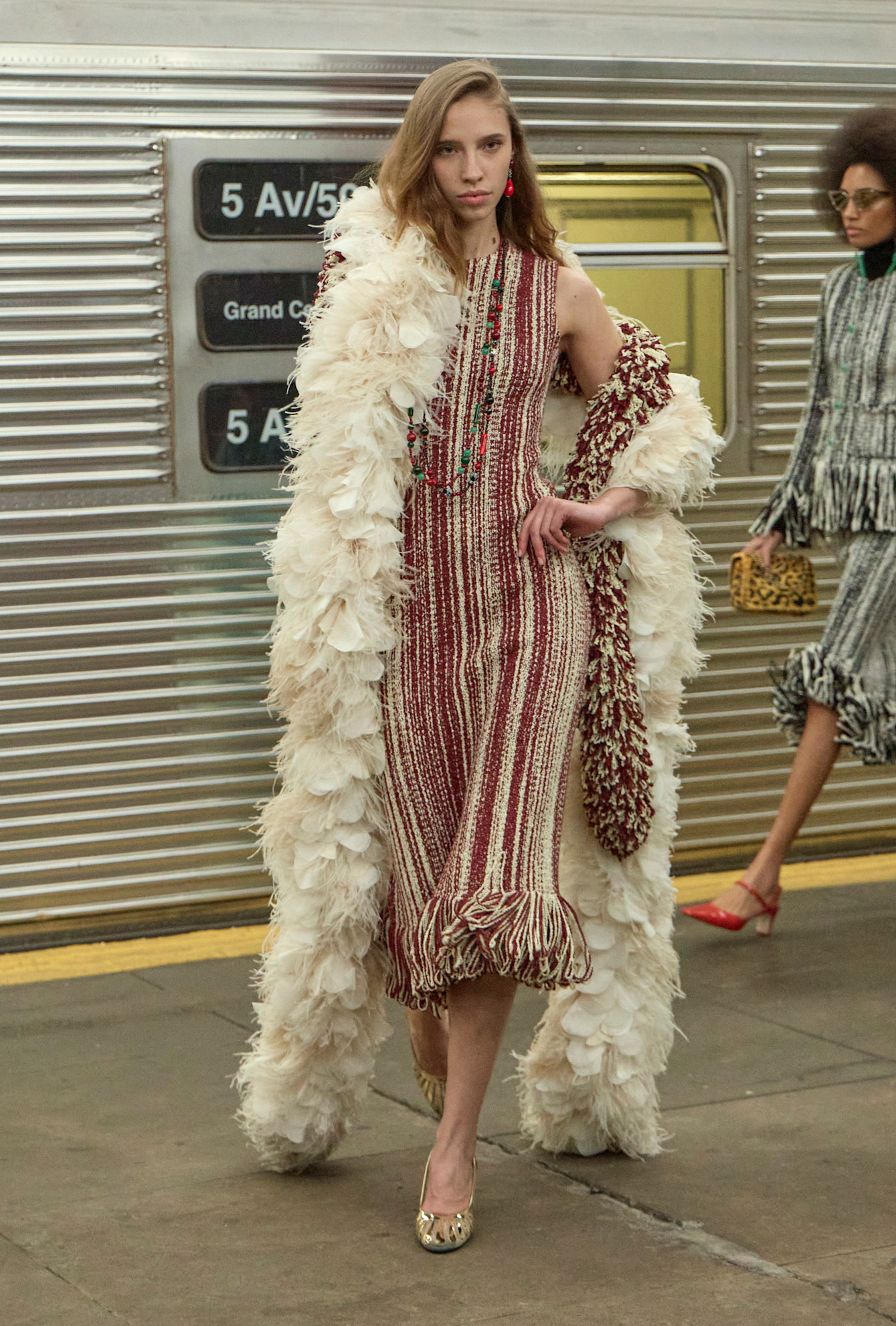 models walk the subway runway for the chanel metiers d'art 2026 show in new york city