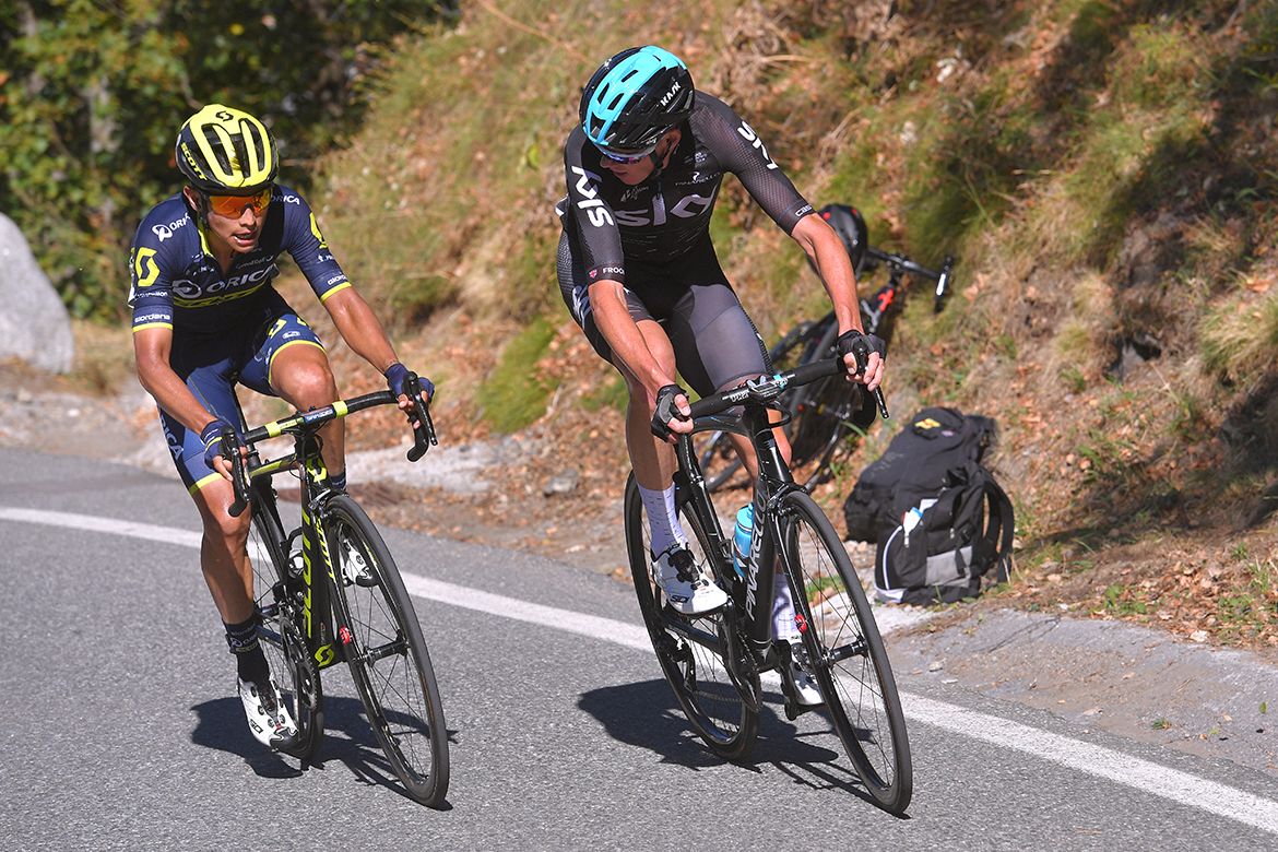 Chris Froome and Esteban Chaves up the road together at the Vuelta a Espa&ntilde;a