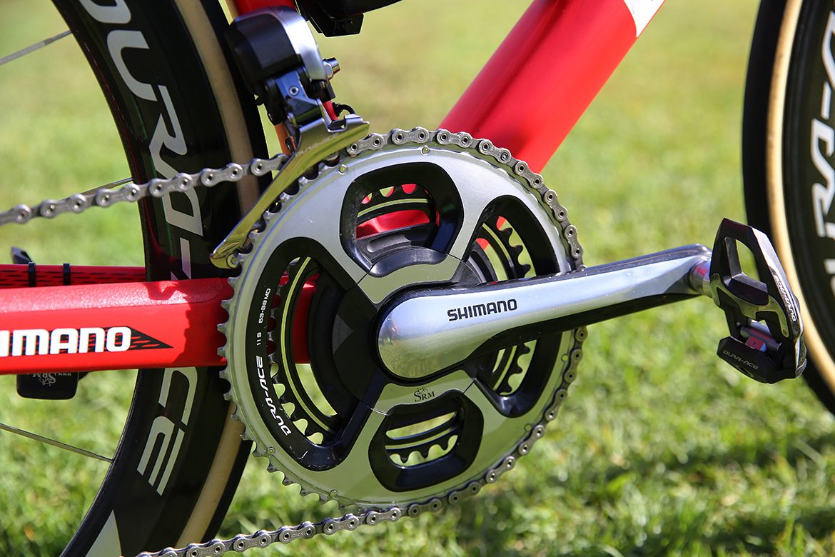 BMC is also running SRM's wireless Dura Ace 9000 power meter crank