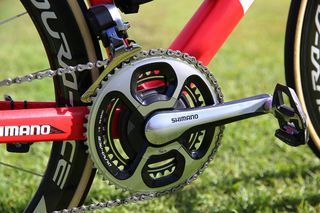 BMC is also running SRM's wireless Dura Ace 9000 power meter crank