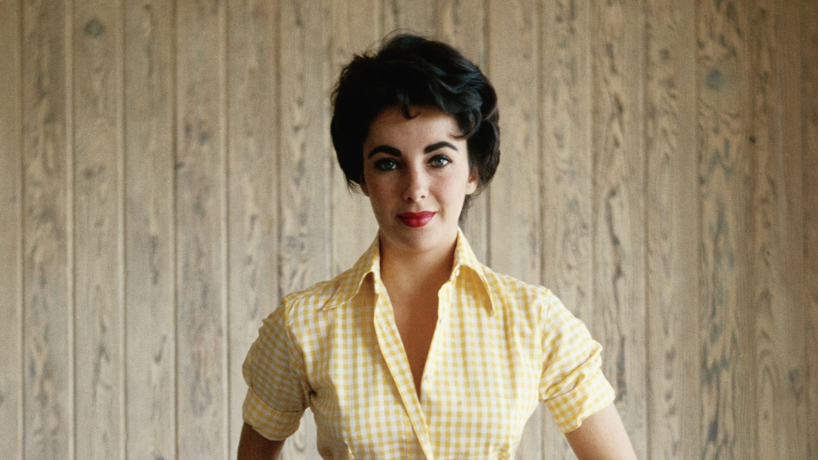 elizabeth taylor on a wood background