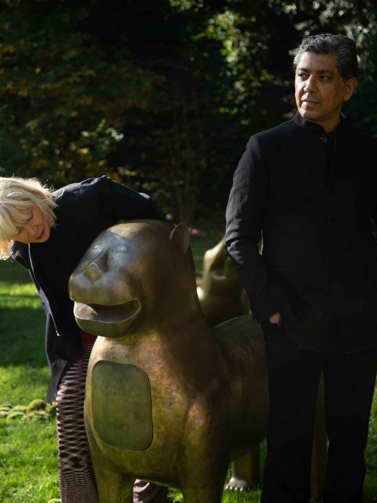 Bronze animals in a garden, part of Soul Garden by Sissel Tolaas and Vikram Goyal