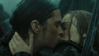 Elizabeth and Will kissing in Pirates of the Caribbean: Dead Man's Chest.