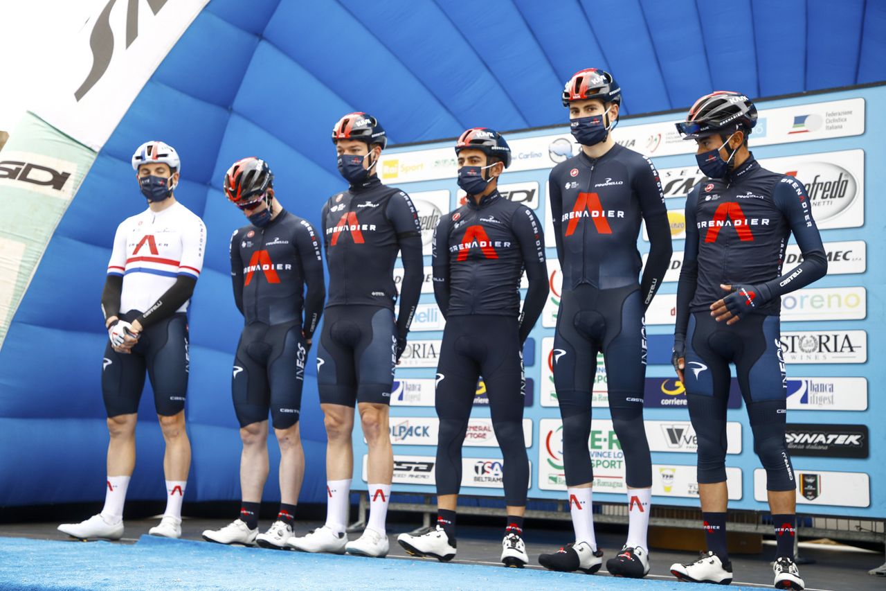 Ineos Grenadiers on stage before the Settimana Internazionale Coppi e Bartali