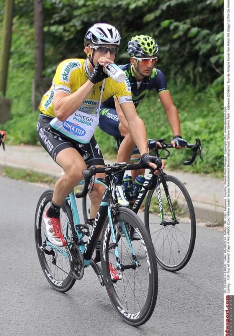 Race leader Petr Vakoc (Omega Pharma-Quick Step) enjoying his lunch