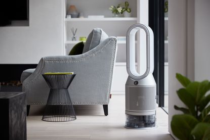 a dyson air purifier in a living room