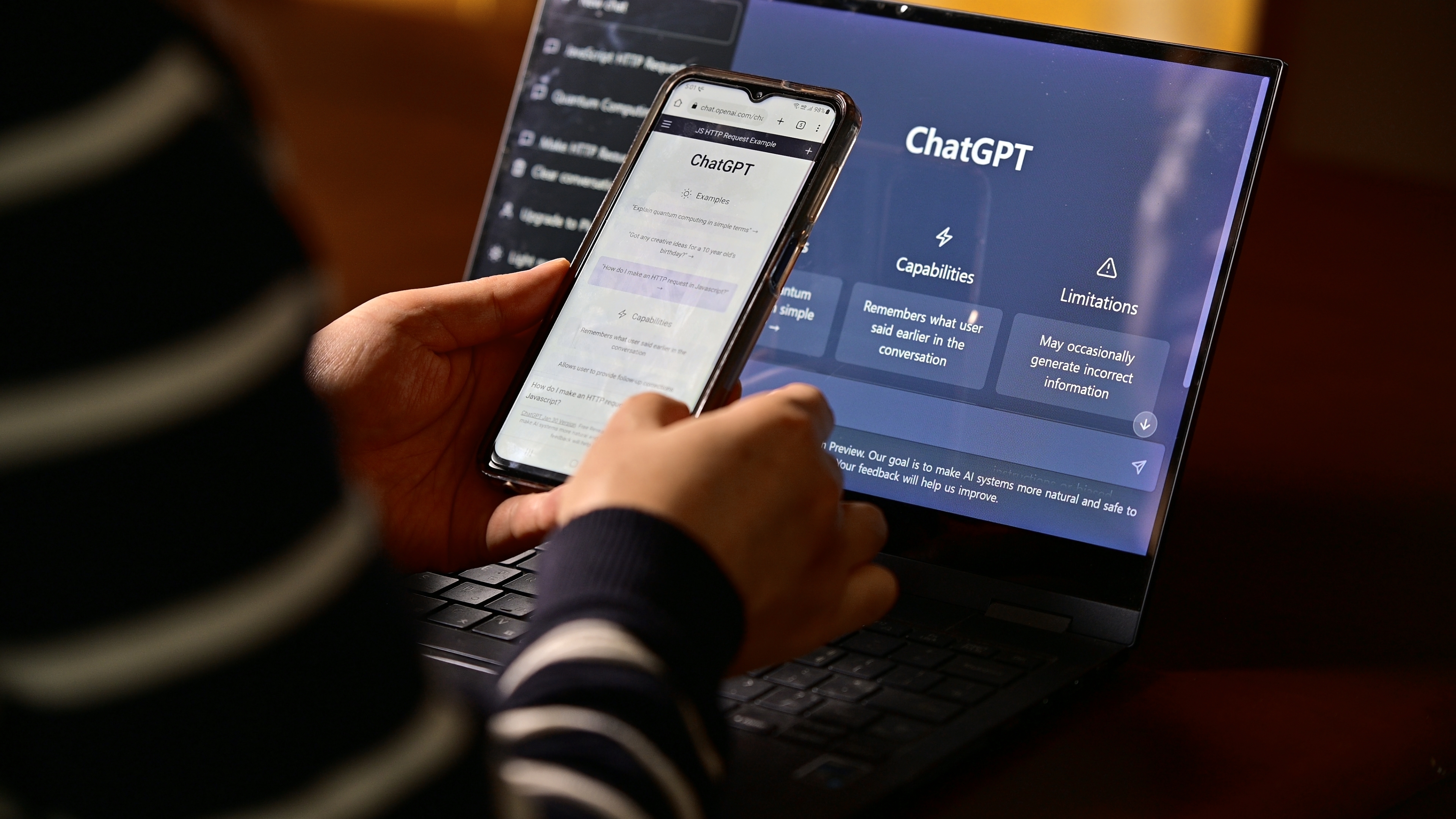 ChatGPT on a Windows PC and Android smartphone