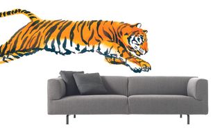 Sofa with tiger illustration from Piero Lissoni book