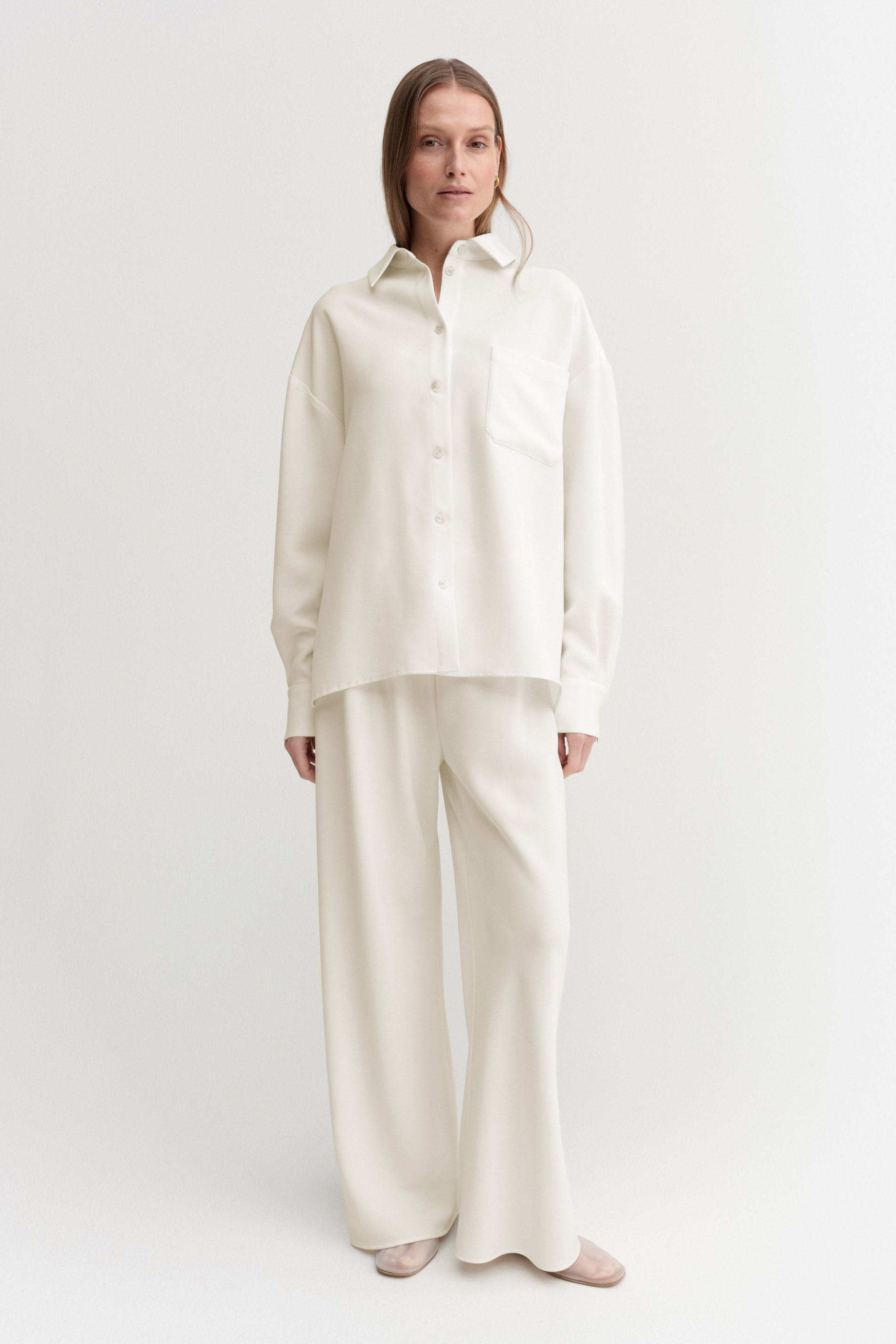 Finn Crepe Shirt, Cream