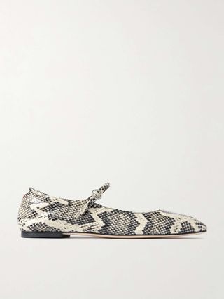 Uma Snake-Effect Leather Ballet Flats