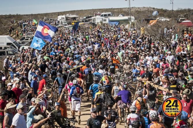 Throngs of people start the race with a Le Mans style run to the bike staging area before setting out on a 24 hour adventure threading the proverbial needle through classic Sonoran Desert singletrack