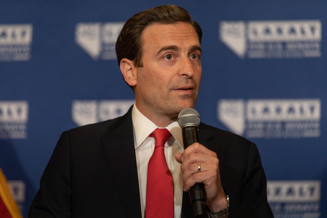 Nevada senate candidate Adam Laxalt giving a speech. 