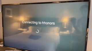 Attempts at streaming on a Chromecast with Google TV in a hotel room