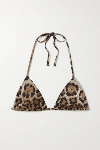 Leopard-Print Triangle Bikini Top