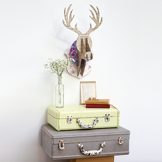 decoupage stag head with white wall