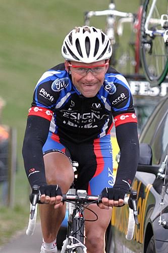 Morten Christiansen (Team Designa Kokken) finds the going tough on the Vam Berg.