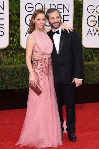 Judd Apatow and Leslie Mann at the Golden Globes 2016