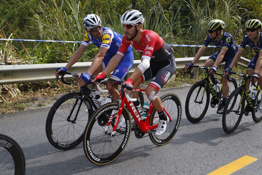 Giacomo Nizzolo (Trek-Segafredo) raced on despite crashing hard at the weekend