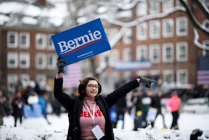 Supporters of Sen. Bernie Sanders arrive for his rally to kick off his 2020 US presidential campaign, in the Brooklyn borough of New York City, on March 2, 2019.
