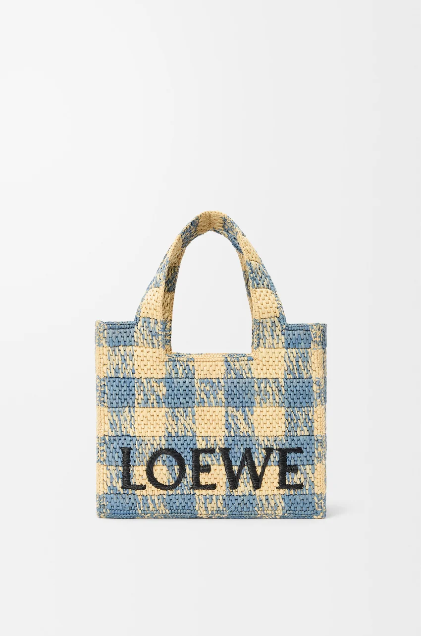 Loewe, Small Basket Bag in Palm Leaf and Calfskin