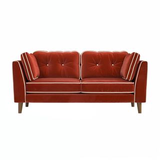 Furniture 123 Burnt Orange Velvet Piped 3 Seater Sofa - Cohen